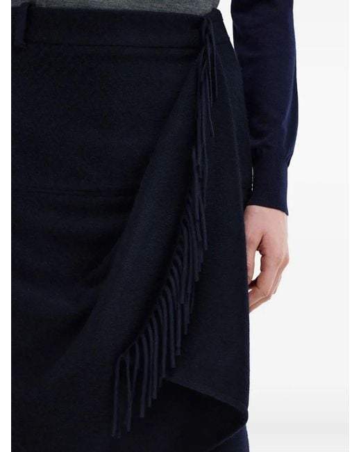 Ferragamo Blue Fringe-detailed Mini Skirt