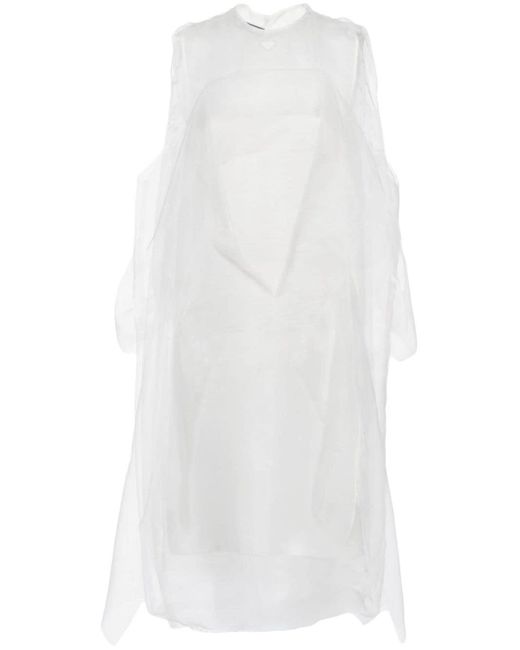 Vestido con dobladillo asimétrico Prada de color White