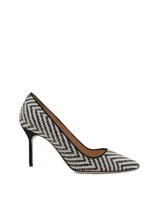 Manolo Blahnik Metallic Bb Pointed-Toe Raffia Pumps