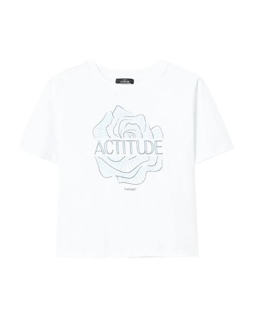 Camiseta con motivo floral Twinset de color White