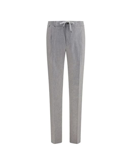 PT Torino Gray Drawstring Elasticated-Waistband Trousers for men
