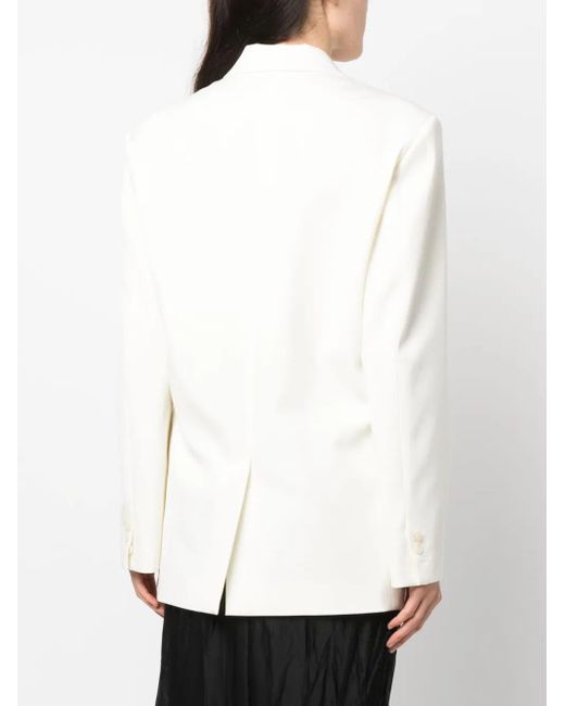 MM6 by Maison Margiela White Asymmetric Double-Breasted Blazer