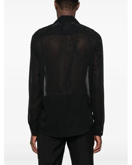 Patrizia Pepe Black Rhinestone-Embellished Shirt for men