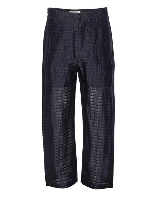 Henrik Vibskov Blue Button Grid Trousers