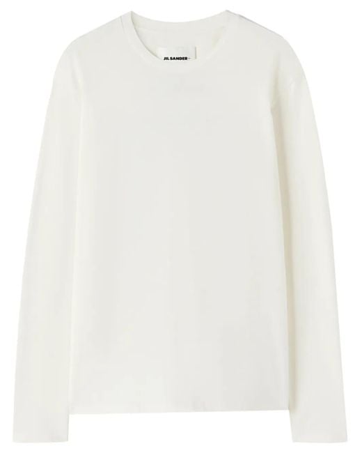 Jil Sander White Logo-Print Long-Sleeve T-Shirt for men