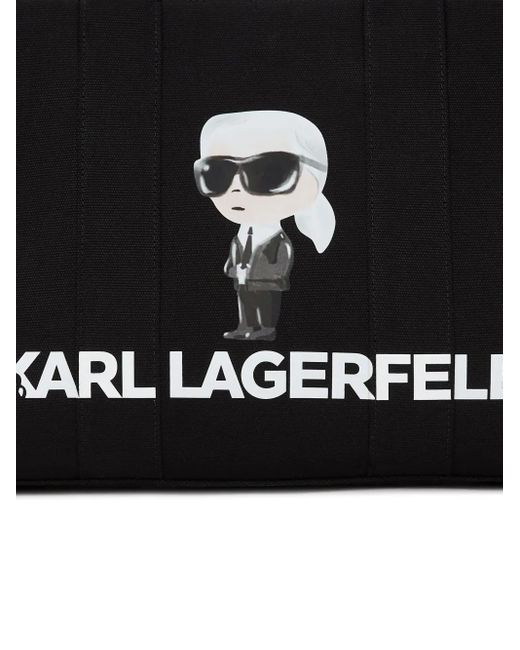 Karl Lagerfeld Black Ikon Aquarelle Canvas Tote Bag