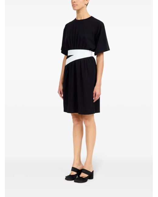 MM6 by Maison Margiela Black Cotton T-Shirt Dress With Belt