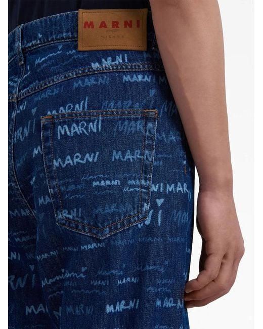 Marni Straight Broek in het Blue voor heren