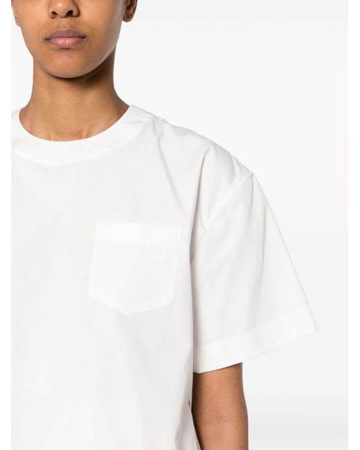 Sacai White Klassisches Popeline-T-Shirt