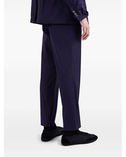 Prada Blue Poplin Stretch Trousers for men