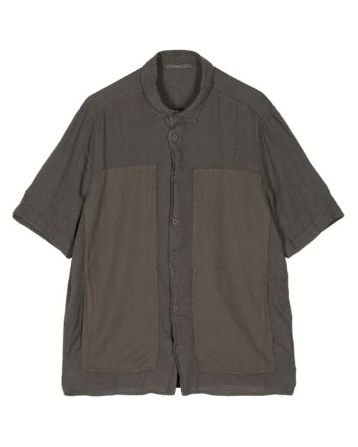 Transit Gray Panelled Short-Sleeve Shirt for men