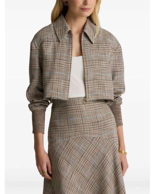 St. John Natural Campbell Prince Of Wales Check Zip-Front Jacket