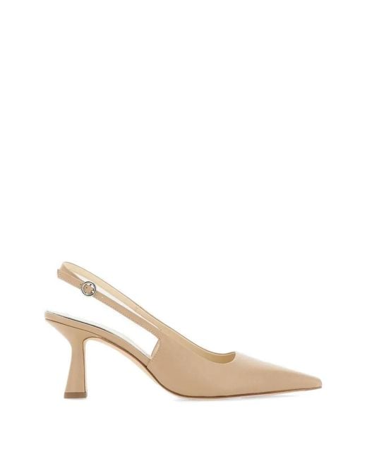Aeyde Natural Fernanda Leather Slingback Heeled Pumps