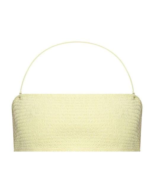 Tory Burch Natural Smocked Bikini Top