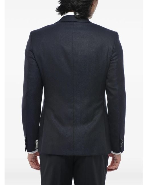 Corneliani Blue Jacquard-Weave Three-Piece Suit for men