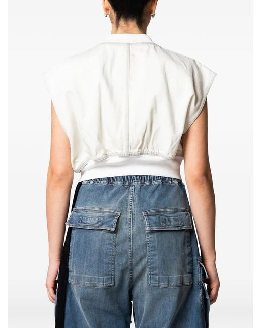 Rick Owens White Sleeveless Zip-Up Jacket With Sophisticated Waistband