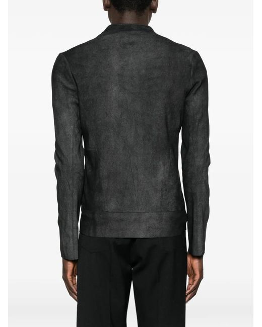 Giorgio Brato Black Zipped Leather Jacket for men