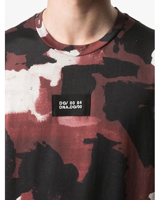 Dolce & Gabbana Black Camouflage Print Cotton T-Shirt for men