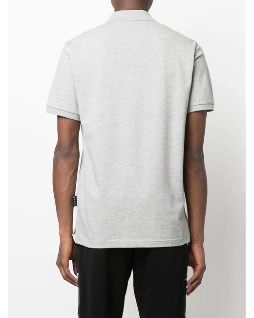 Philipp Plein White Skull-Print Short-Sleeved Polo Shirt for men