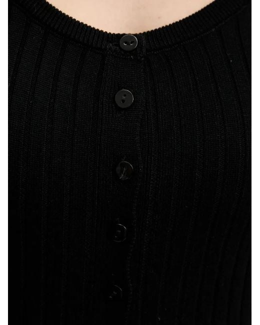 Herskind Black Geripptes Kleid Mit Knopfleiste