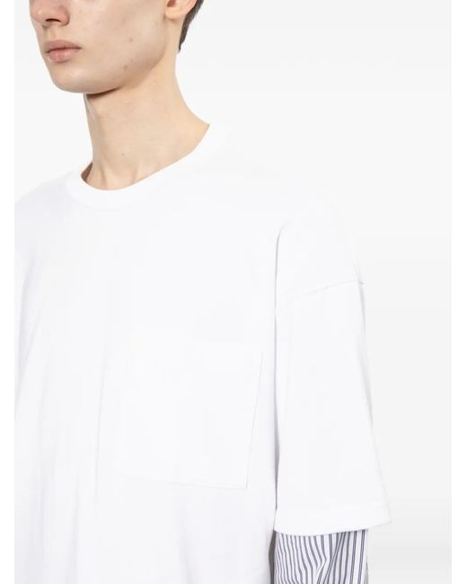 Comme des Garçons White Striped-Sleeve T-Shirt for men