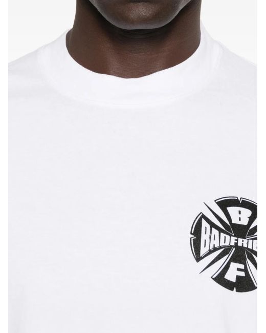 Badfriend White Logo-print Crew-neck T-shirt for men