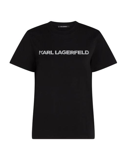 Karl Lagerfeld Black Logo-Print T-Shirt
