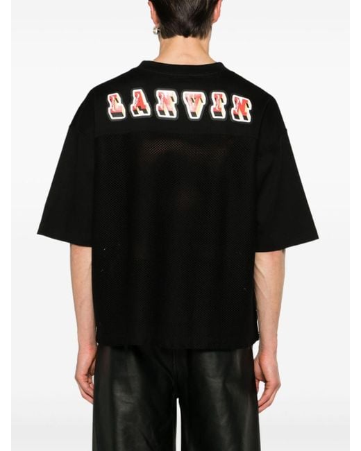 Lanvin Black X Future Number-print Mesh-panel T-shirt for men