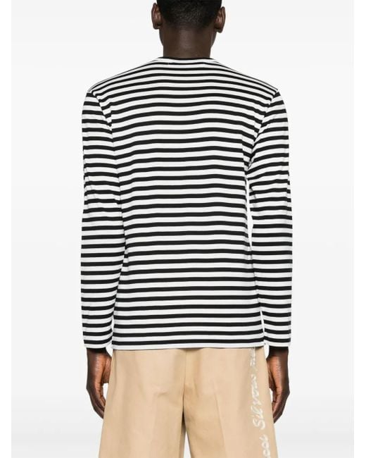 COMME DES GARÇONS PLAY Blue Striped Cotton T-Shirt for men