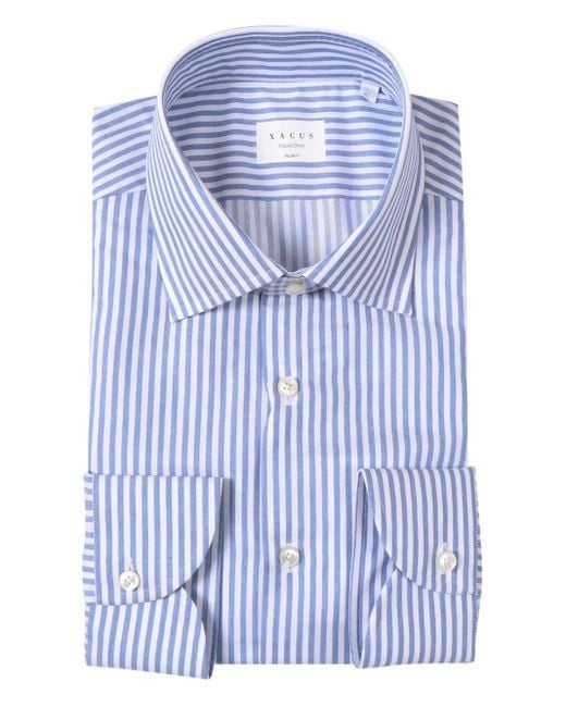 Xacus Blue Striped Cotton Shirt for men
