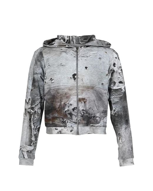 La Maskarade Gray Trompe-L'Oeil-Print Hoodie for men