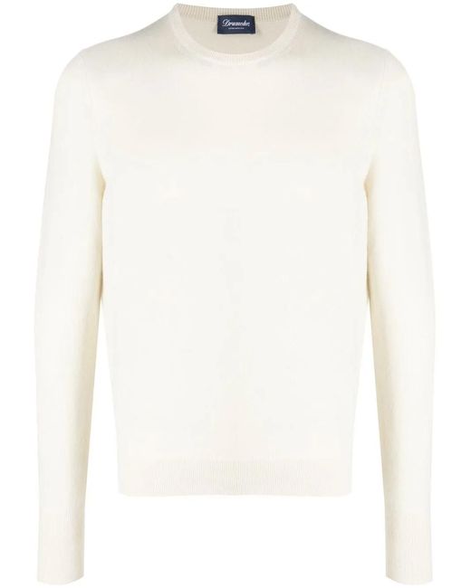Drumohr White Crew-Neck Jumper for men