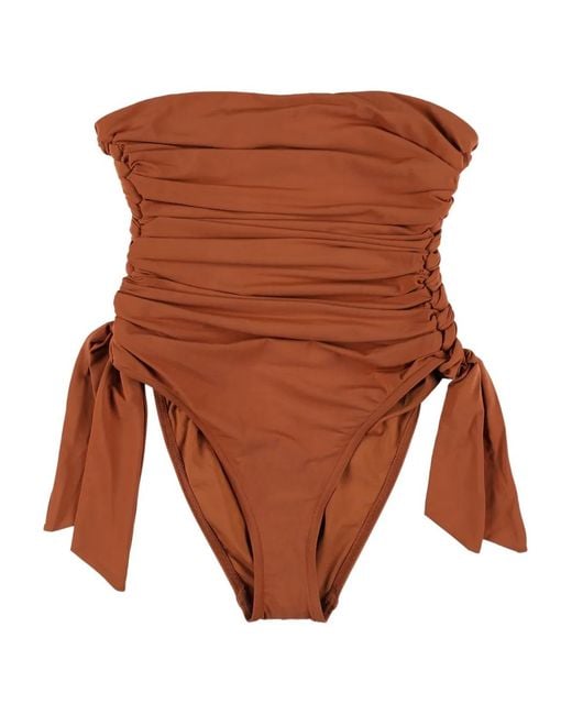 Zimmermann Brown Daylight Knot Strapless Beachwear