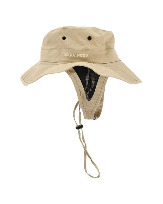 DSquared² White Logo-Embroidered Drawstring Bucket Hat for men