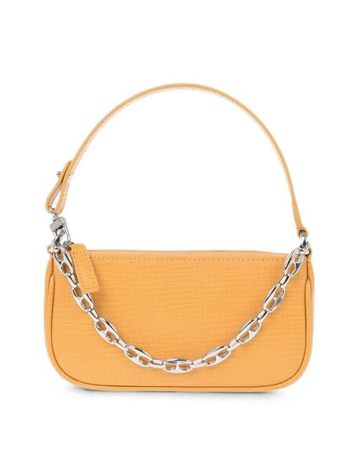 By Far Natural Mini Rachel Embossed-Leather Shoulder Bag