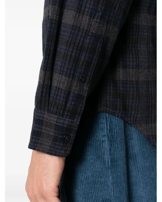 Woolrich Blue Plaid-Check Pattern Flannel Shirt for men