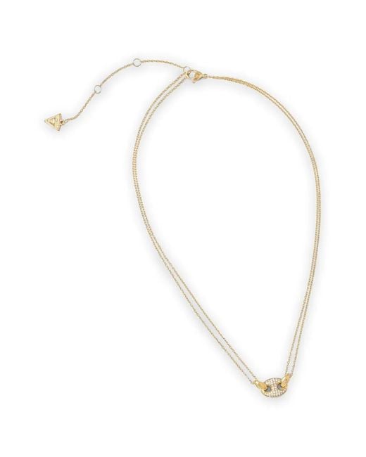 Guess White Marina Crystal-Embellished Layered Necklace