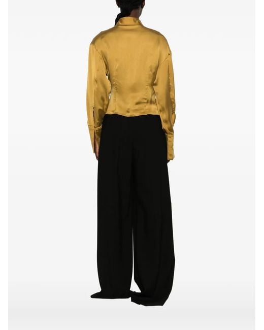 ANDAMANE Yellow Draped Long-Sleeve Shirt