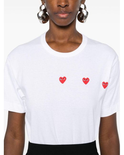 COMME DES GARÇONS PLAY White Triple-heart Cotton T-shirt