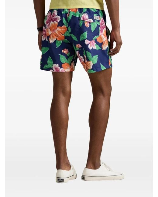 Polo Ralph Lauren Blue Floral-Print Swim Shorts for men