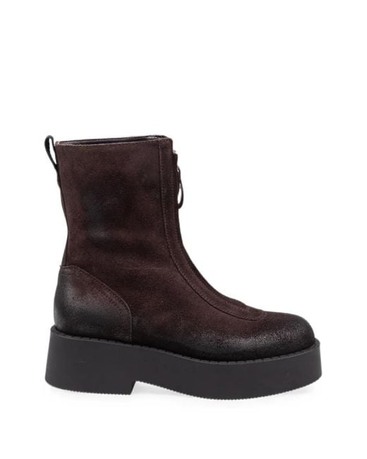 Premiata Brown Suede Platform Ankle Boots