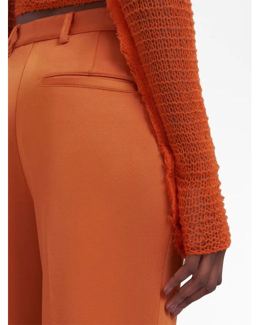 Marni Orange Pantalon Droit À Plis Marqués