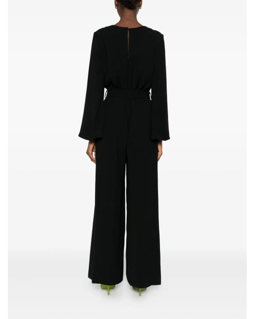 P.A.R.O.S.H. Black Belted Wide-Leg Jumpsuit