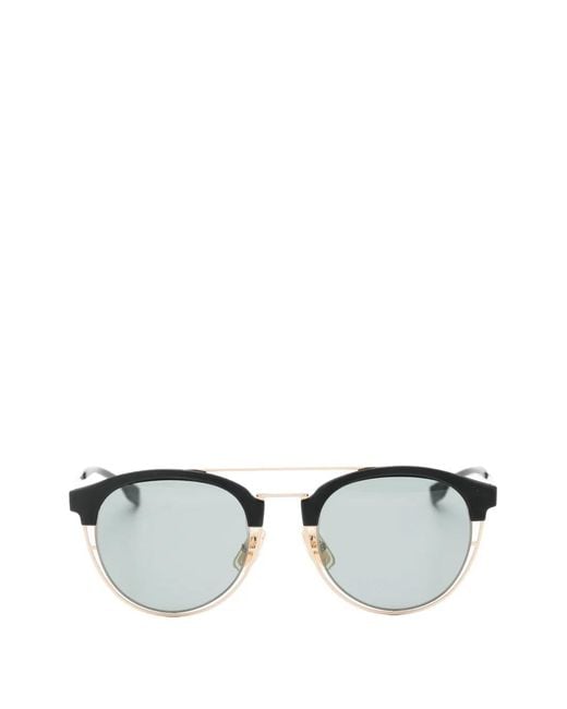 Boss Metallic Round-Frame Double-Bridge Sunglasses