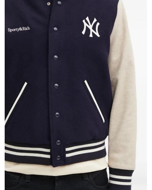 Sporty & Rich Blue Logo Striped Jacket for men