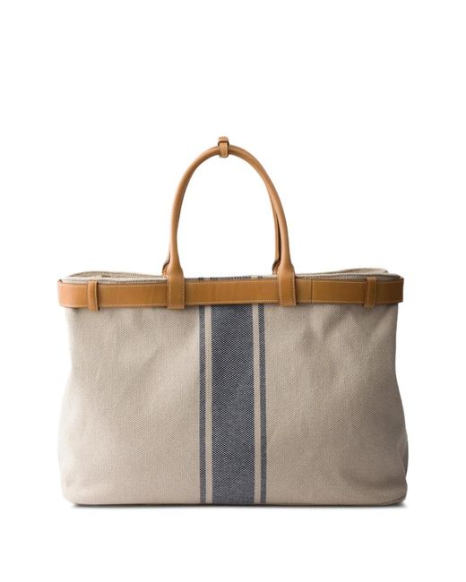 Prada Brown Buckle Canvas And Leather Bag for men