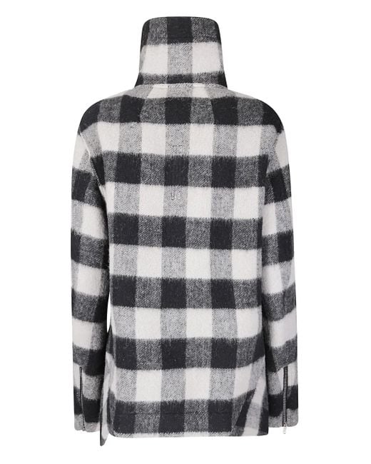 Rick Owens Gray Asymmetric Short Wool Jacket With High Collar
