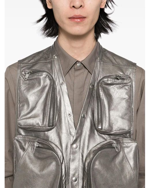 Rick Owens Gray Cargo Vest Jacket for men