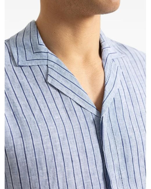 Orlebar Brown Blue Maitan Striped Shirt for men