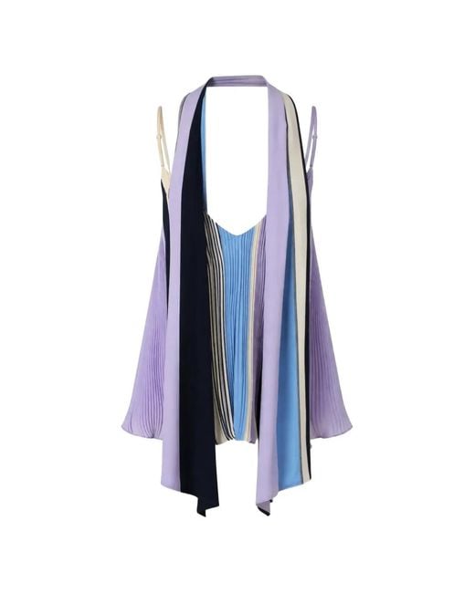 Baobab Blue Danielle Pleated Scarf-Detail Top